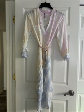 Kaviya Pastel Tie Dye High Low Wrap Dress Resort Beach S